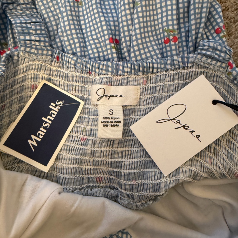Japna Blue Gingham Sundress with Red Cherry Pattern - Picture 3 of 3